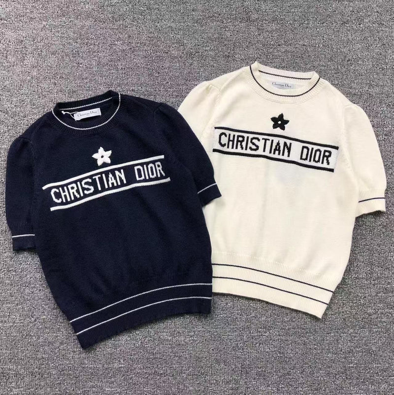 Blusa de Tricô Dior com Logo Intársia