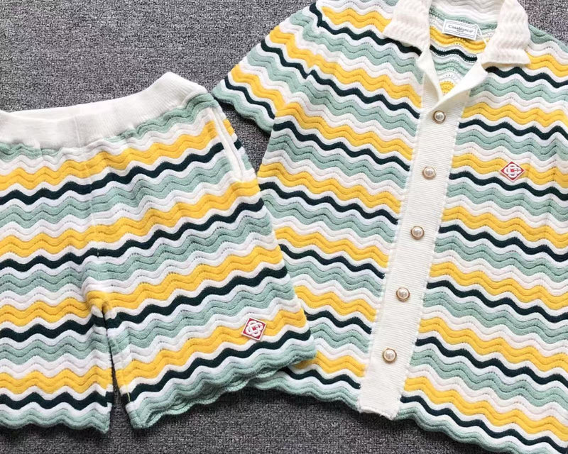 Kit Casablanca Paris Tricô Zig Zag Amarelo e Verde - Versat Outlet