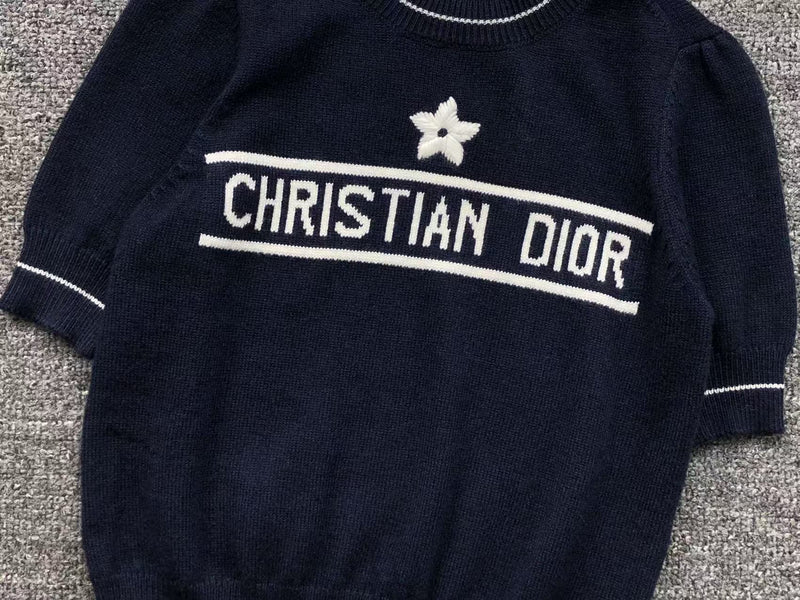 Blusa de Tricô Dior com Logo Intársia
