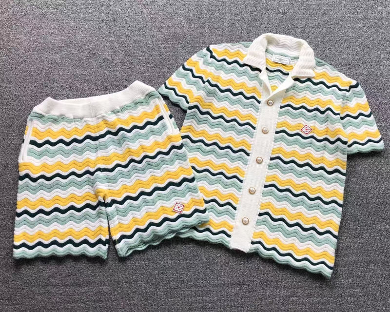 Kit Casablanca Paris Tricô Zig Zag Amarelo e Verde - Versat Outlet