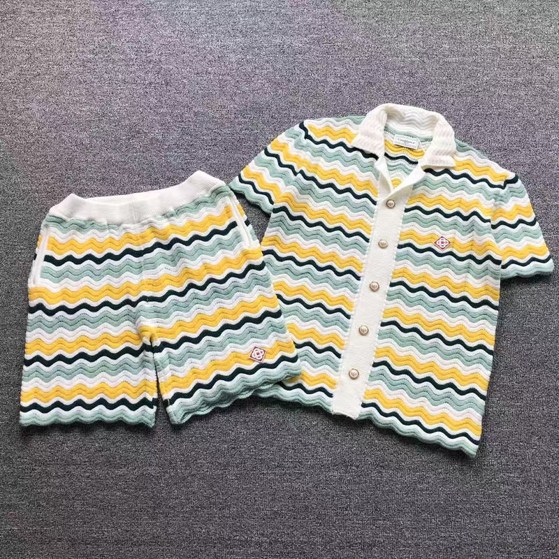 Kit Casablanca Paris Tricô Zig Zag Amarelo e Verde - Versat Outlet